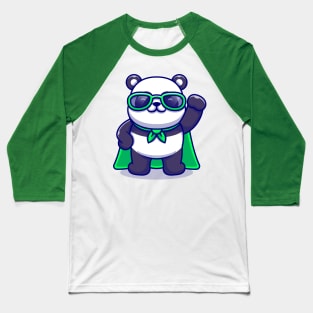 Cute Super Panda Wearing Sunglasses Cartoon Baseball T-Shirt